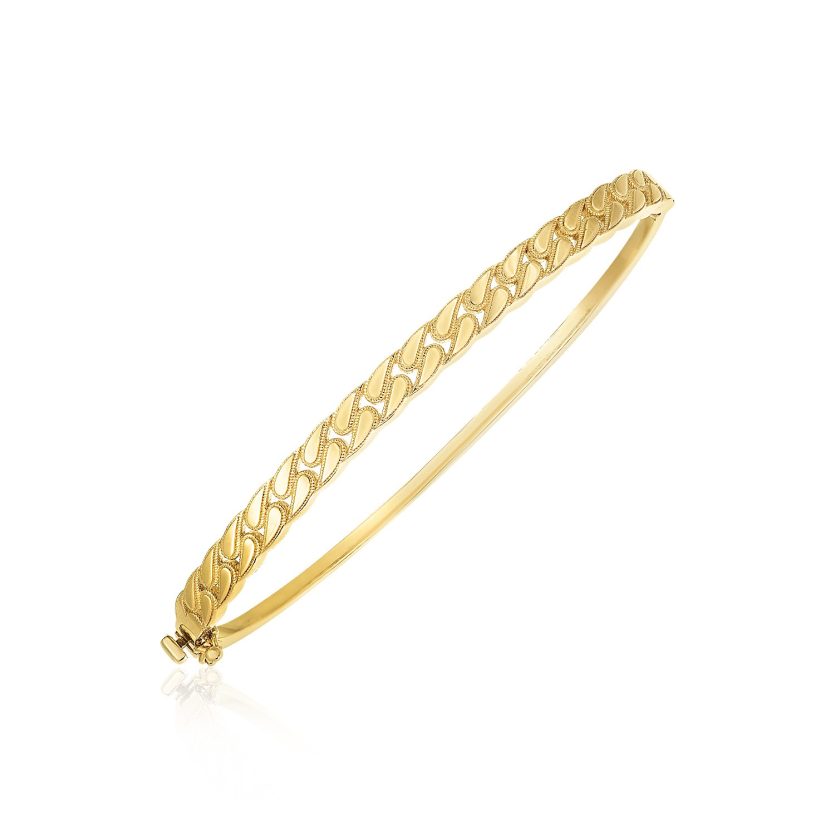14k Yellow Gold High Polish Cuban Chain Link Bangle (4.60 mm) - Image 1