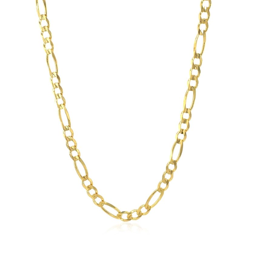 10K Yellow Gold Solid Figaro Chain (3.70 mm) - Image 2