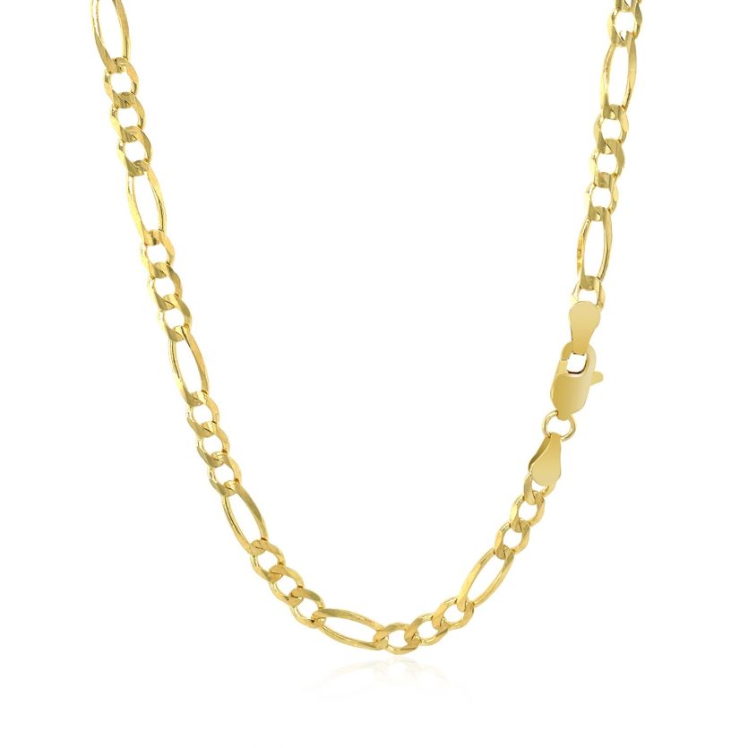 10K Yellow Gold Solid Figaro Chain (3.70 mm) - Image 3