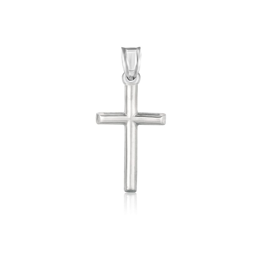 14k White Gold High Polish Cross Pendant - Image 1