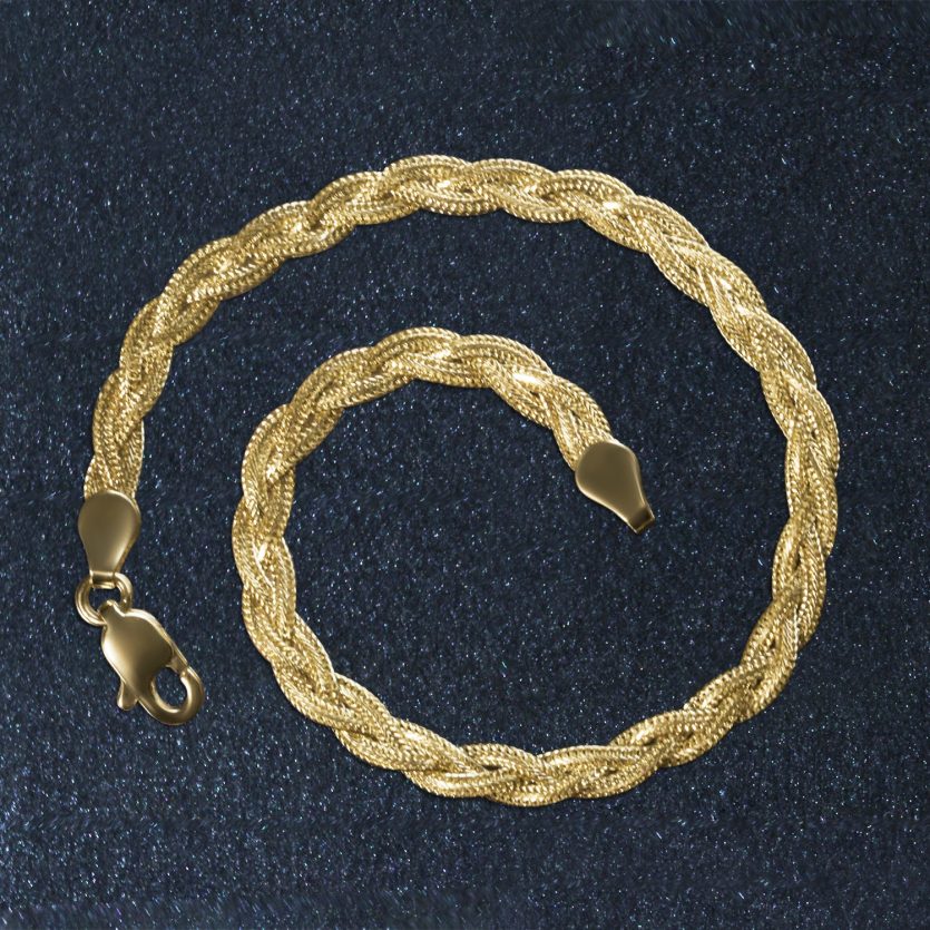 14k Yellow Gold Braided Bracelet  (3.50 mm) - Image 5
