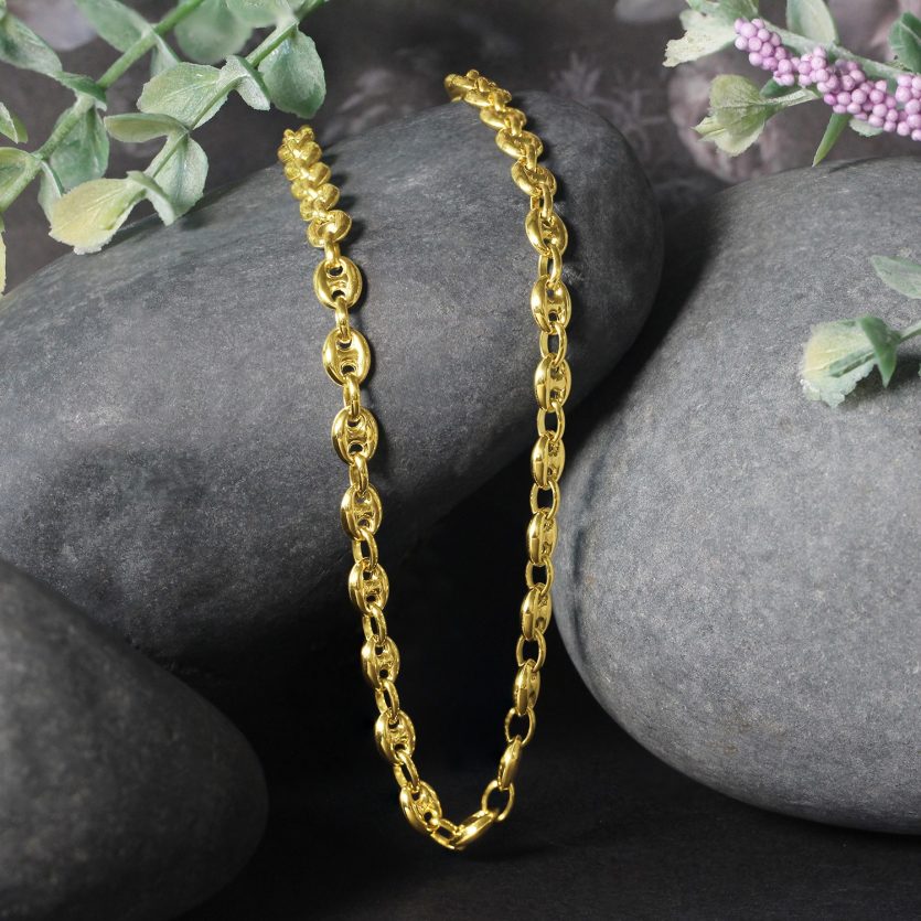 14k Yellow Gold Puffed Mariner Link Chain (4.70 mm) - Image 5