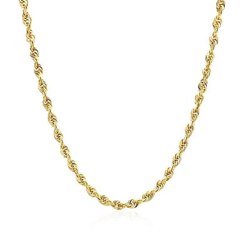14k Yellow Gold Solid Diamond Cut Rope Chain (2.75 mm) - Image 2