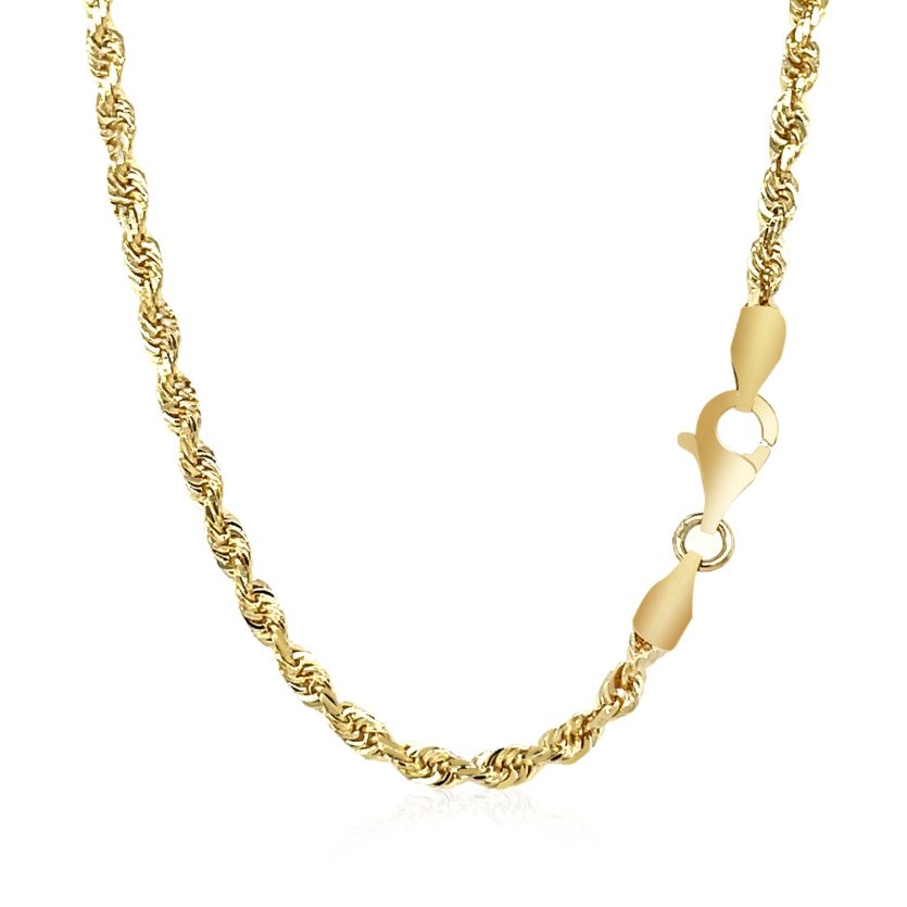 14k Yellow Gold Solid Diamond Cut Rope Chain (2.75 mm) - Image 3