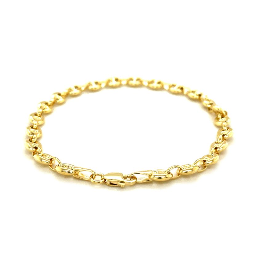14k Yellow Gold Puffed Mariner Link Bracelet (4.70 mm) - Image 3