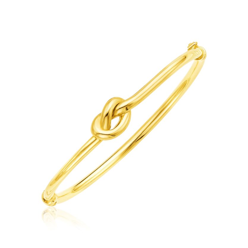 14k Yellow Gold Bangle Bracelet with Polished Knot (9.50 mm) - Image 1