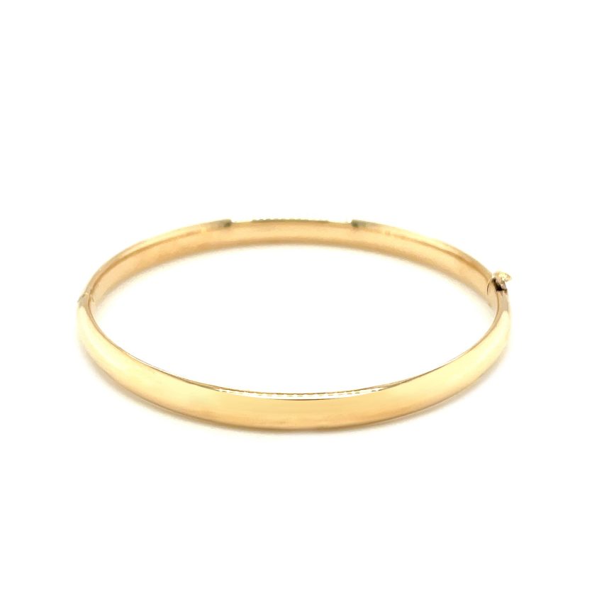 14k Yellow Gold Dome Design Polished Childrens Bangle (5.50 mm) - Image 2