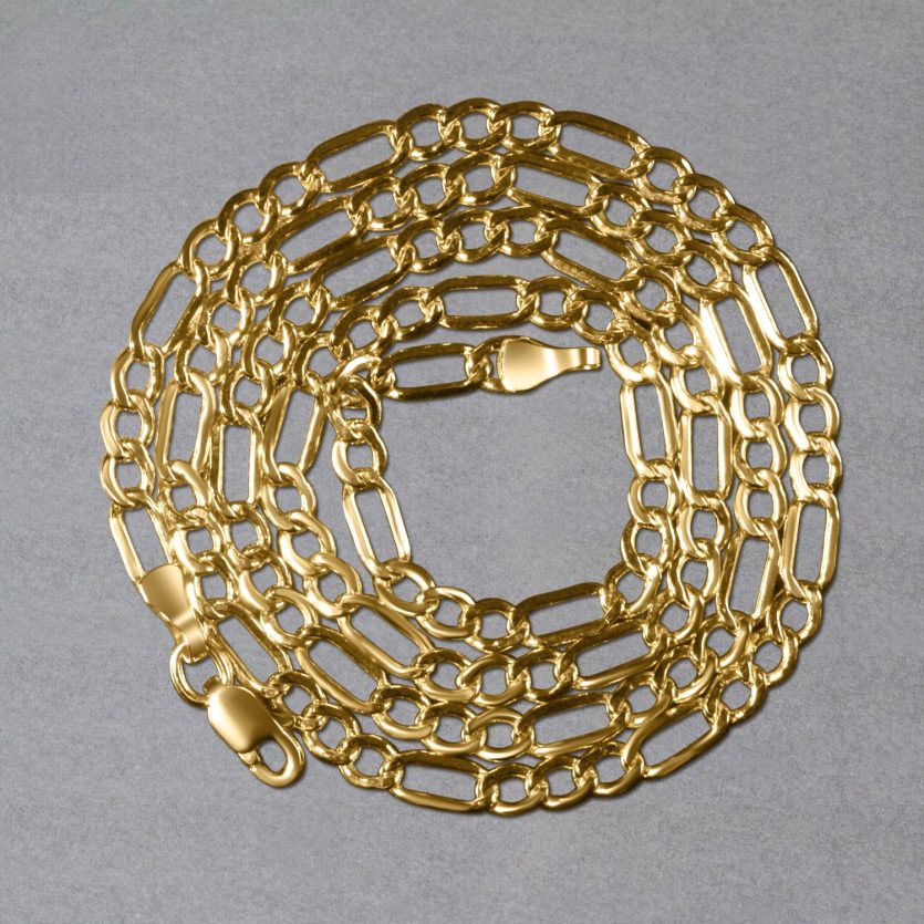 10k Yellow Gold Lite Figaro Chain (3.70 mm) - Image 6