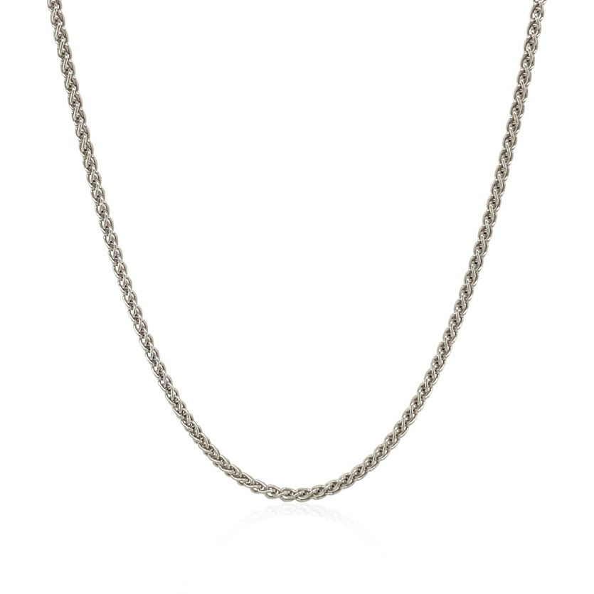 Sterling Silver Rhodium Plated Wheat Chain (1.30 mm) - Image 2