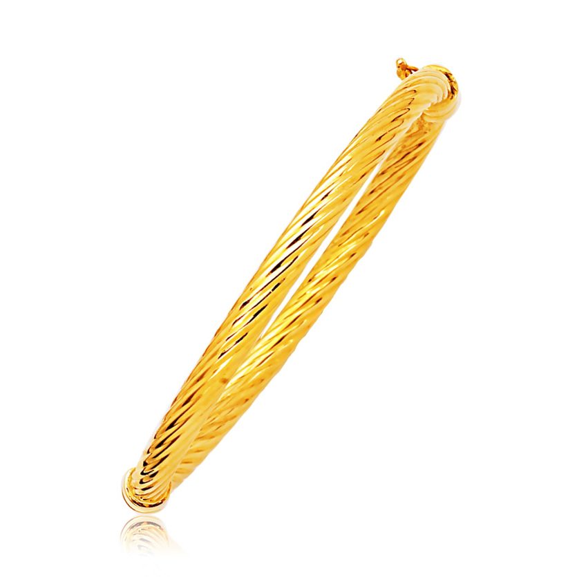 14k Yellow Gold Polished Cable Motif Bangle (5.00 mm) - Image 1