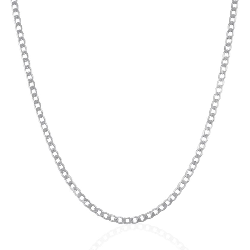 Rhodium Plated Sterling Silver Curb Style Chain (3.00 mm) - Image 2