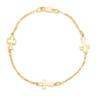 14k Yellow Gold Symbolic Cross Bracelet (6.35 mm)