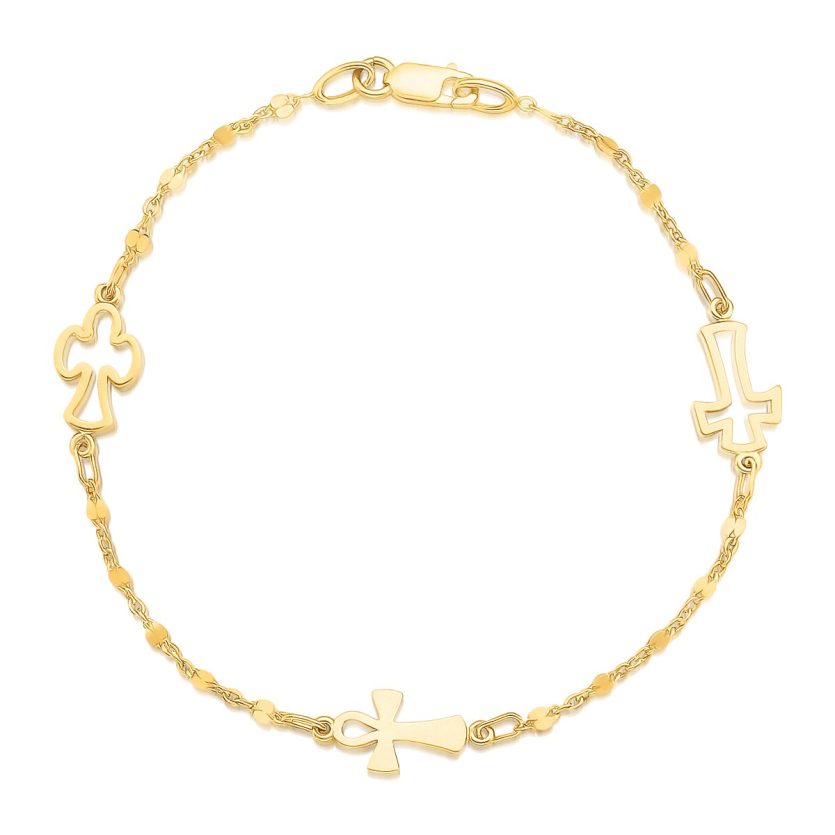 14k Yellow Gold Symbolic Cross Bracelet (6.35 mm) - Image 1