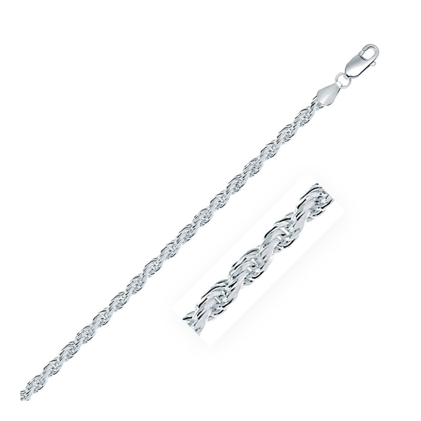 Sterling Silver Diamond Cut Rope Style Chain (3.60 mm) - Image 1