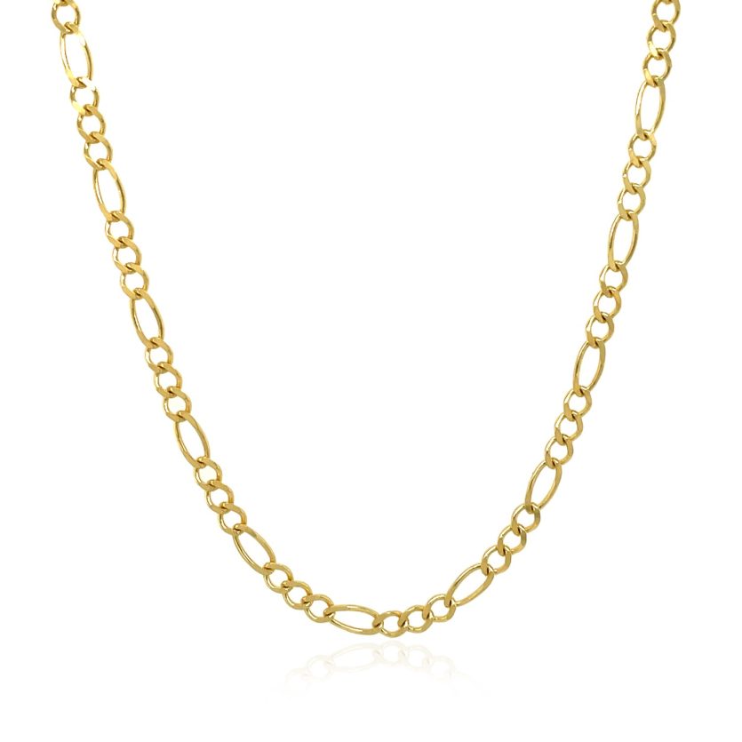 10k Yellow Gold Solid Figaro Chain (2.60 mm) - Image 2