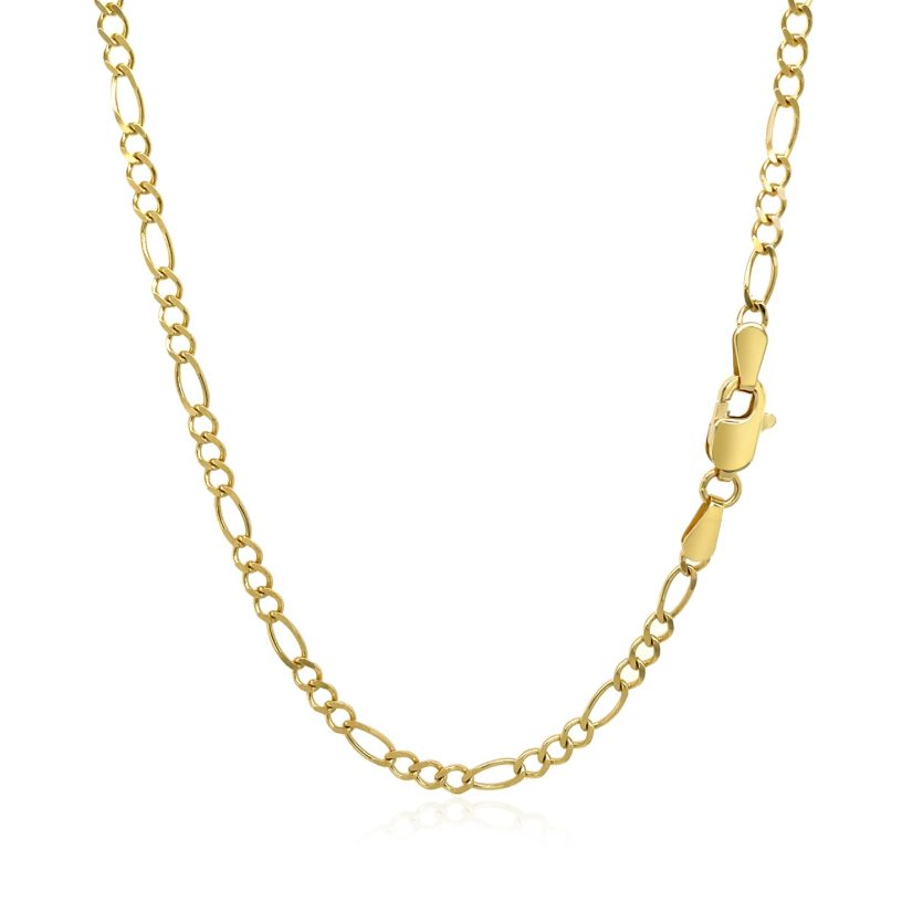 10k Yellow Gold Solid Figaro Chain (2.60 mm) - Image 3
