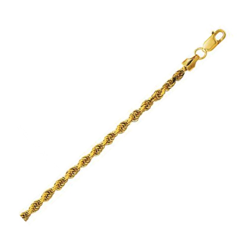 10K Yellow Gold Lite Hollow Diamond Cut Rope Chain (3.20 mm) - Image 1