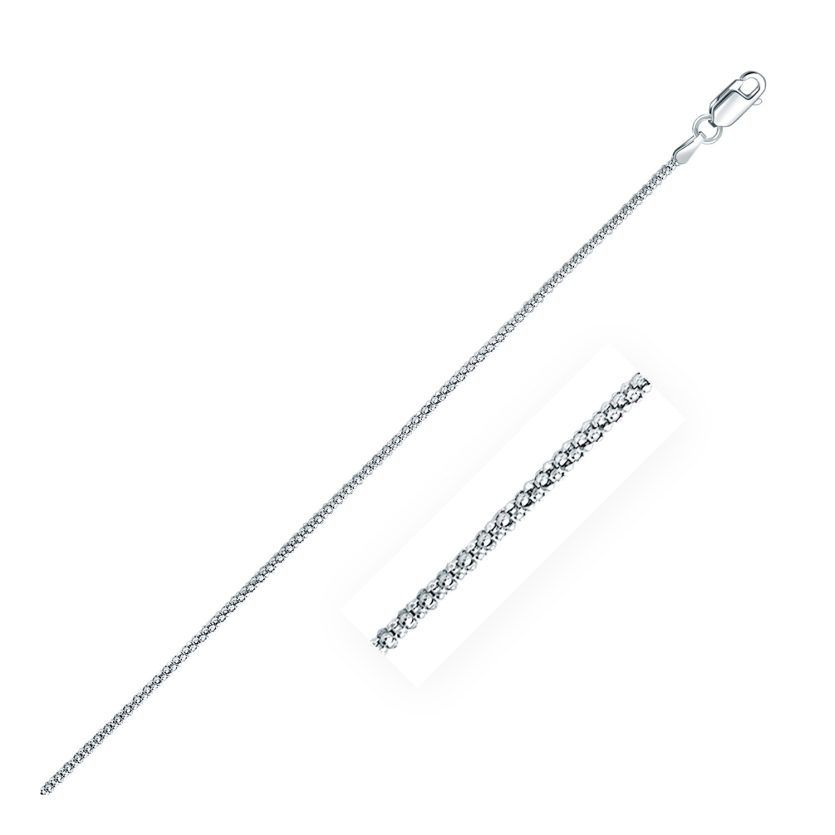 Rhodium Plated 1.8mm Sterling Silver Popcorn Style Chain (1.80 mm) - Image 1