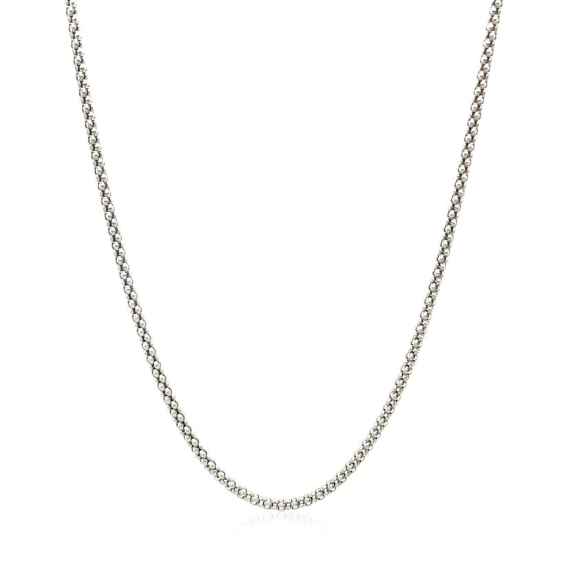 Rhodium Plated 1.8mm Sterling Silver Popcorn Style Chain (1.80 mm) - Image 2