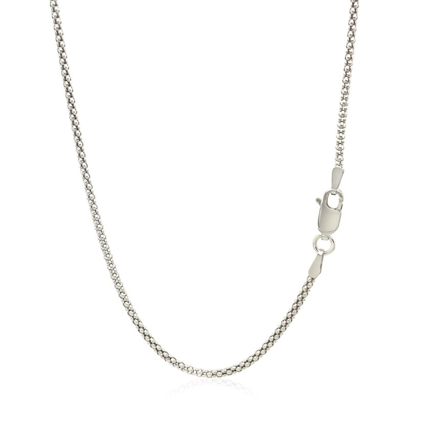 Rhodium Plated 1.8mm Sterling Silver Popcorn Style Chain (1.80 mm) - Image 3