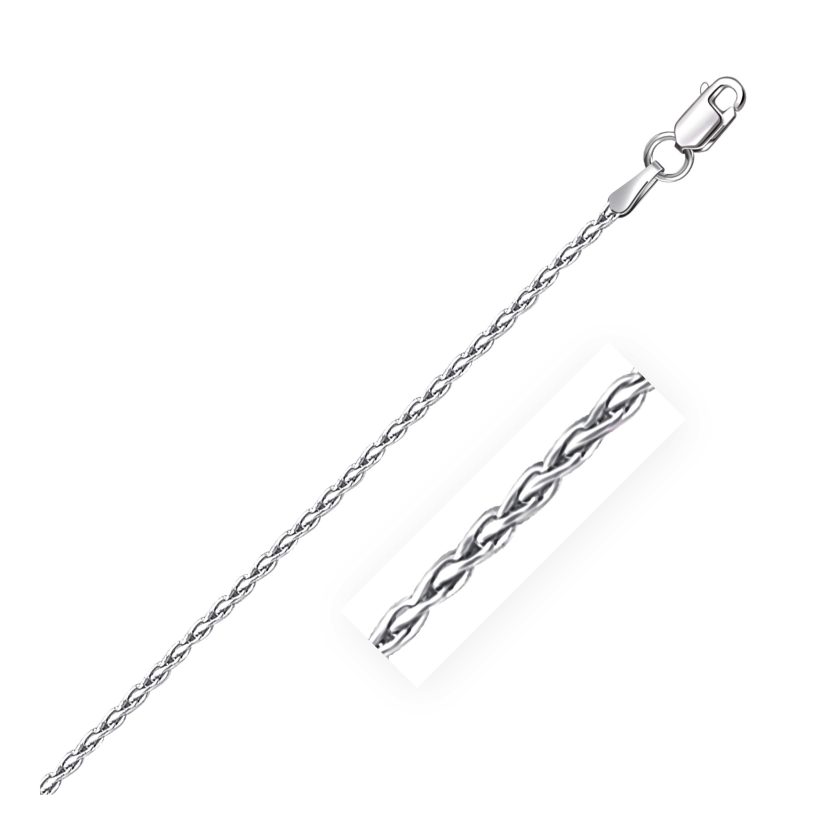 Sterling Silver Rhodium Plated Wheat Chain (1.50 mm) - Image 1