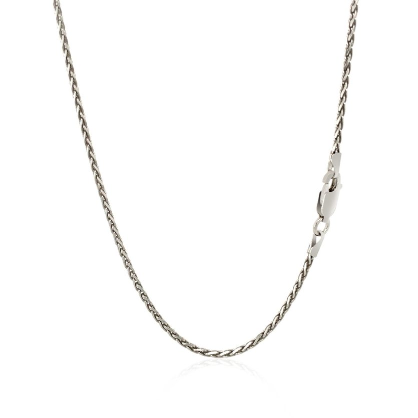 Sterling Silver Rhodium Plated Wheat Chain (1.50 mm) - Image 2