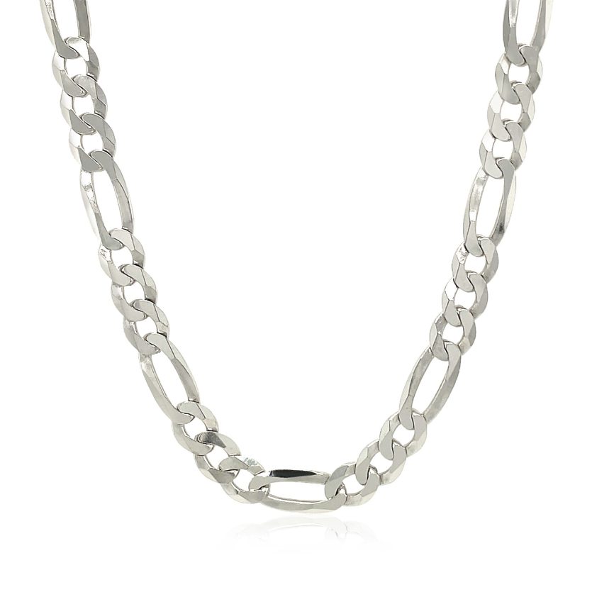 Rhodium Plated Sterling Silver Figaro Style Chain (5.40 mm) - Image 2