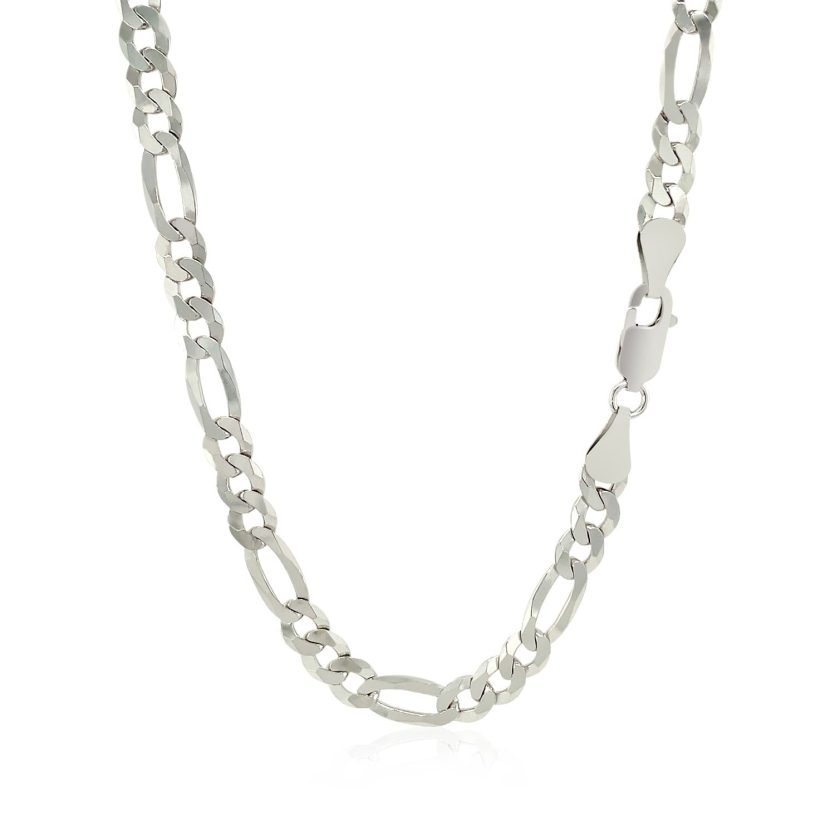 Rhodium Plated Sterling Silver Figaro Style Chain (5.40 mm) - Image 3
