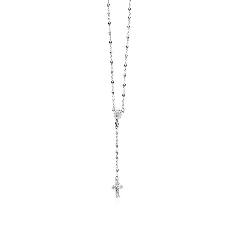 Fine Rosary Chain and Bead Necklace in Sterling Silver - Image 1