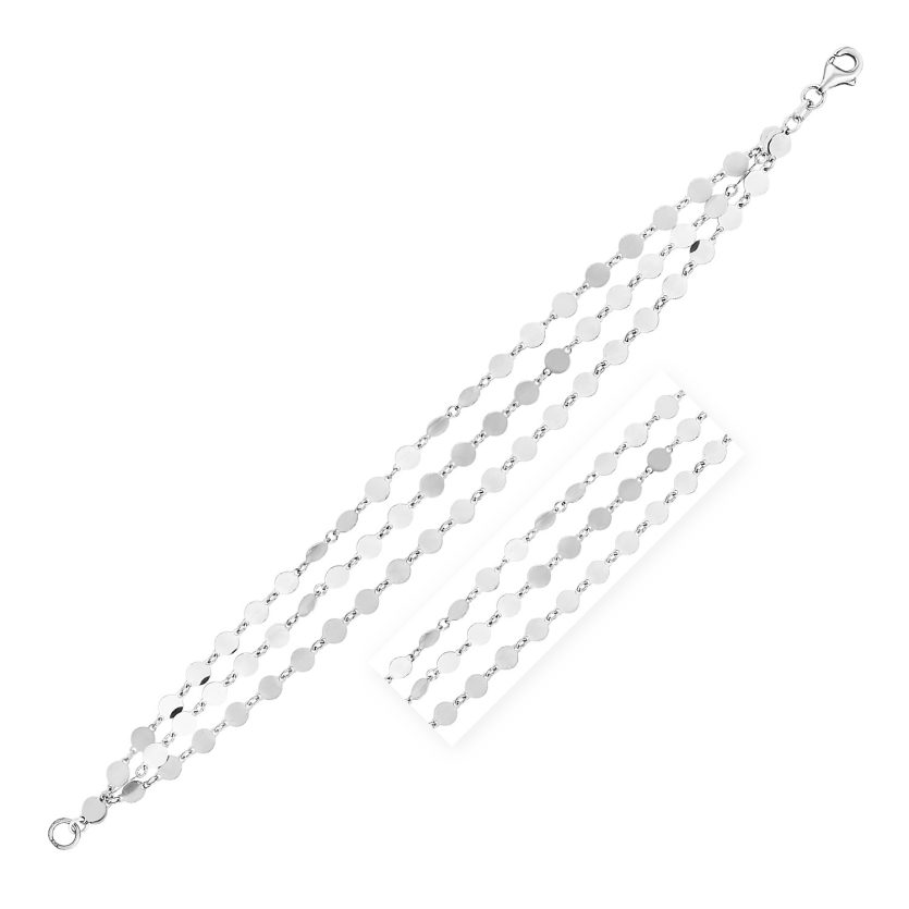 Sterling Silver Three Strand Mirror Link Bracelet (4.00 mm) - Image 1