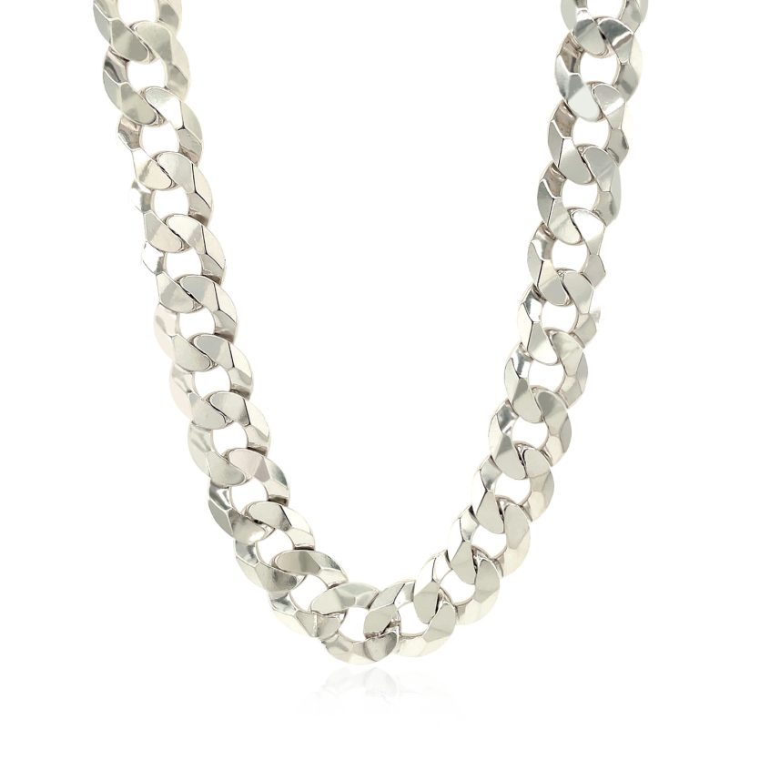 Rhodium Plated Sterling Silver Curb Style Chain (10.20 mm) - Image 2