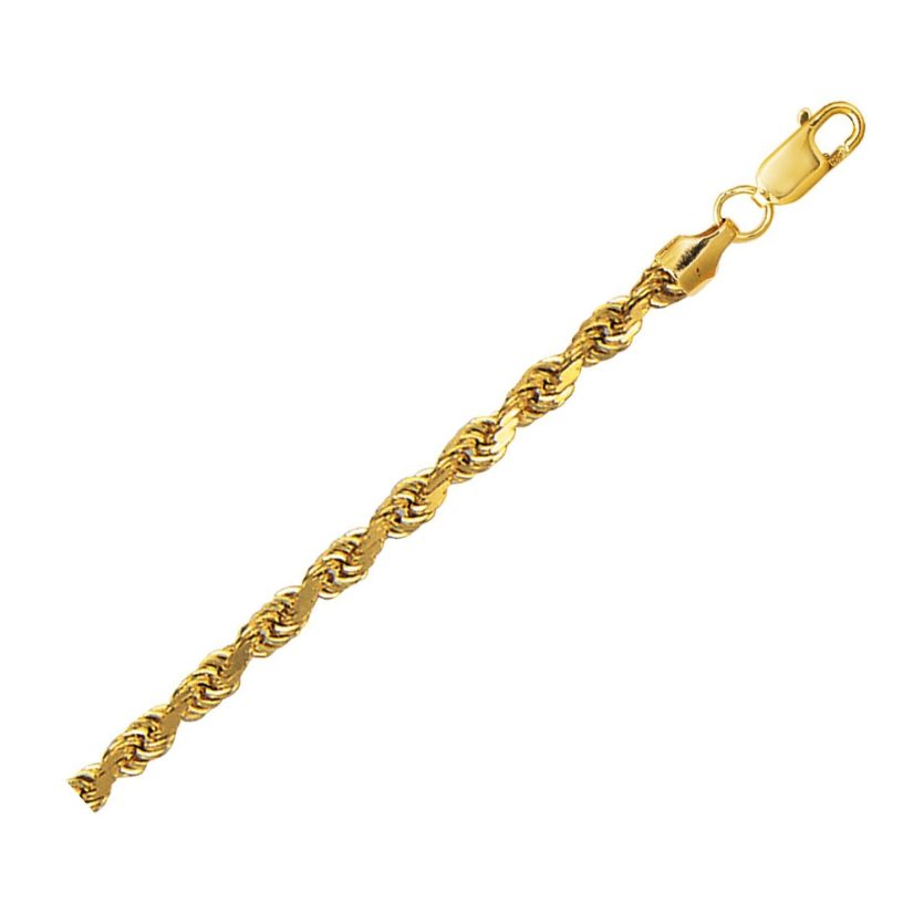 10K Yellow Gold Hollow Diamond Cut Rope Chain (4.0 mm) - Image 1