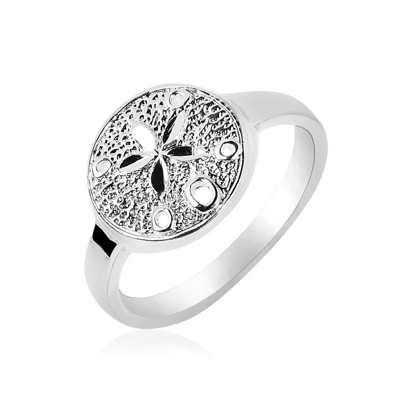 Sterling Silver Textured Sand Dollar Ring(2.50 mm) - Image 1