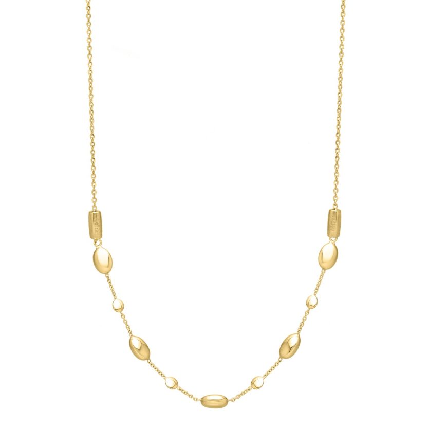 Adjustable Puff Pebble Necklace in 14K Yellow Gold - Image 1