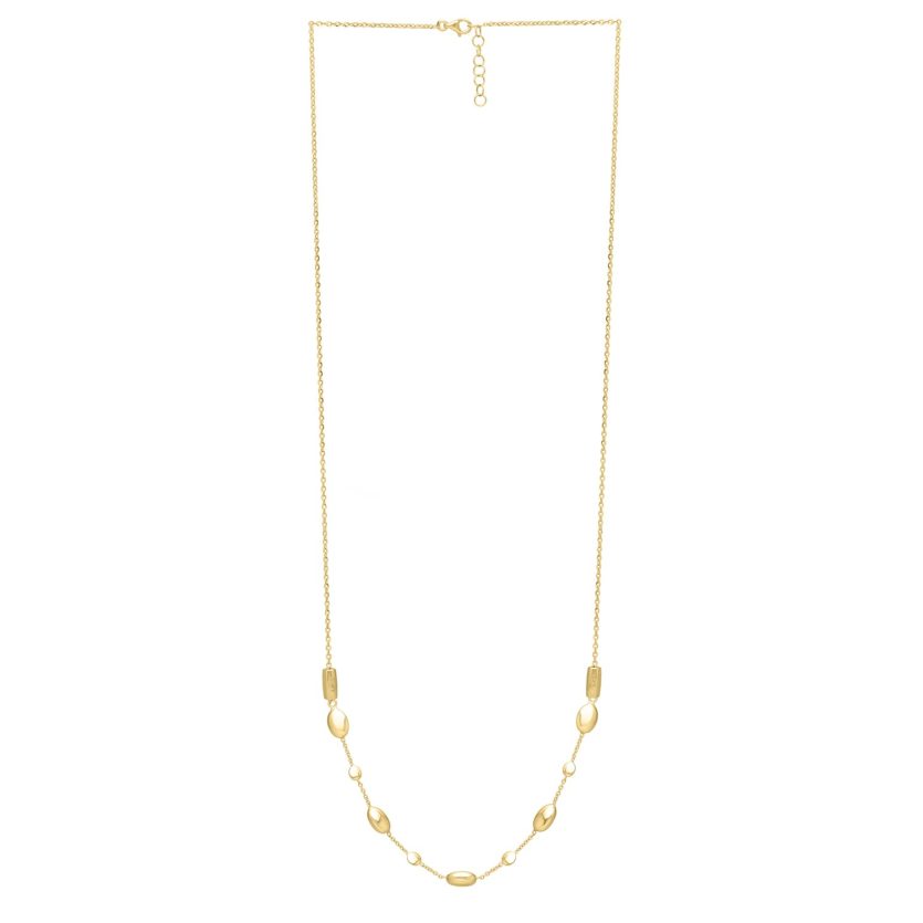 Adjustable Puff Pebble Necklace in 14K Yellow Gold - Image 2
