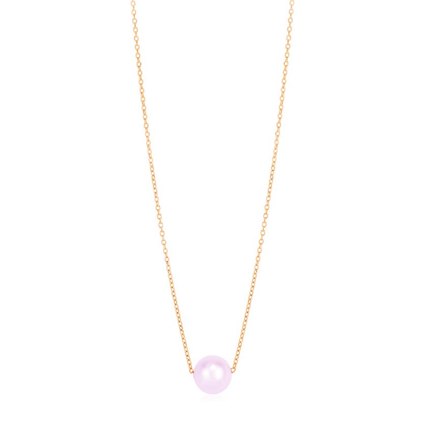 14k Rose Gold Pearl Solitaire Necklace - Image 1