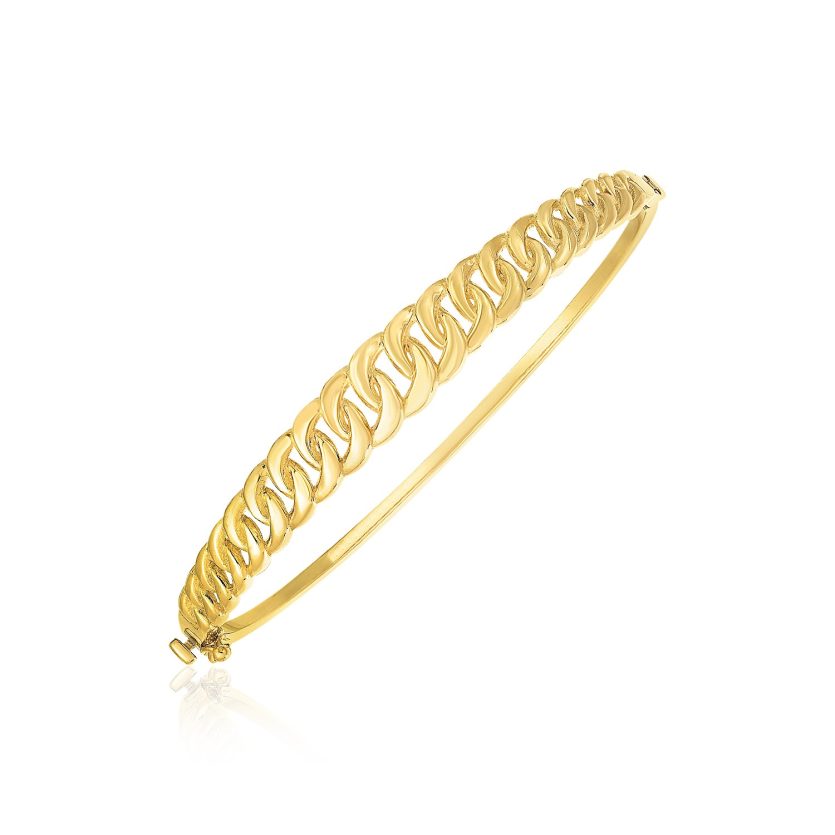 14k Yellow Gold High Polish Curb Chain Link Bangle (8.40 mm) - Image 1