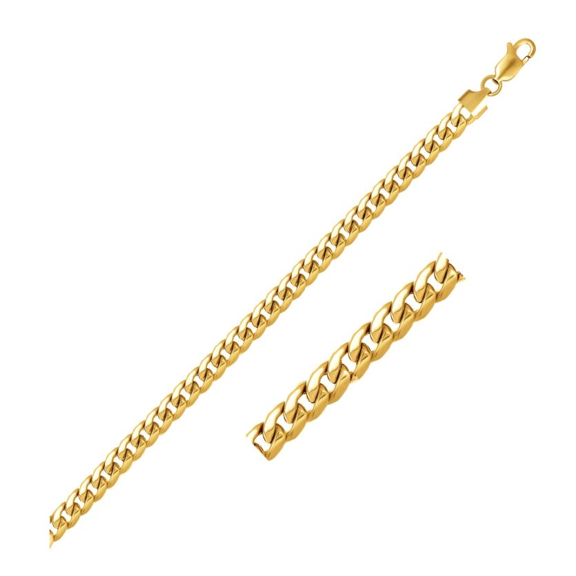 14k Yellow Gold Miami Cuban Semi Solid Chain (4.50 mm) - Image 1
