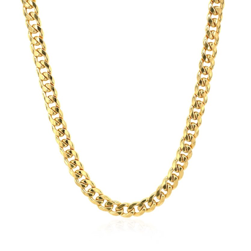 14k Yellow Gold Miami Cuban Semi Solid Chain (4.50 mm) - Image 5