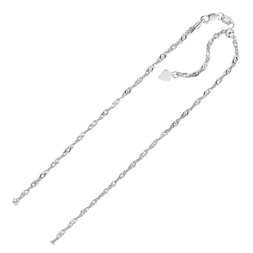 Sterling Silver 1.5mm Adjustable Singapore Chain (1.50 mm) - Image 1