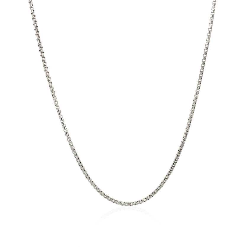 Sterling Silver Rhodium Plated Round Box Chain (1.30 mm) - Image 2