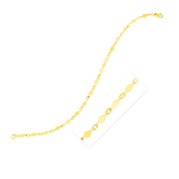 14K Yellow Gold Polished Diamond Motif Chain Bracelet (3.00 mm) - Image 1