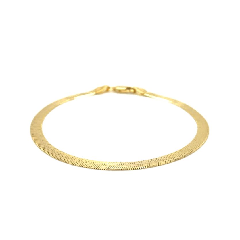 14k Yellow Gold Super Flex Herringbone Bracelet (3.80 mm) - Image 2