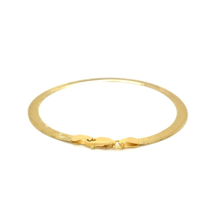 14k Yellow Gold Super Flex Herringbone Bracelet (3.80 mm) - Image 3