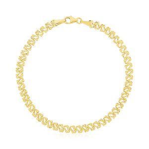 14k Yellow Gold High Polish Textured Fancy Chain Bracelet  (4.00 mm)