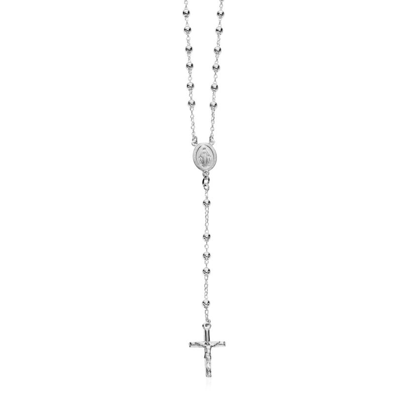 Polished Rosary Chain and Bead Necklace in Sterling Silver - Image 1