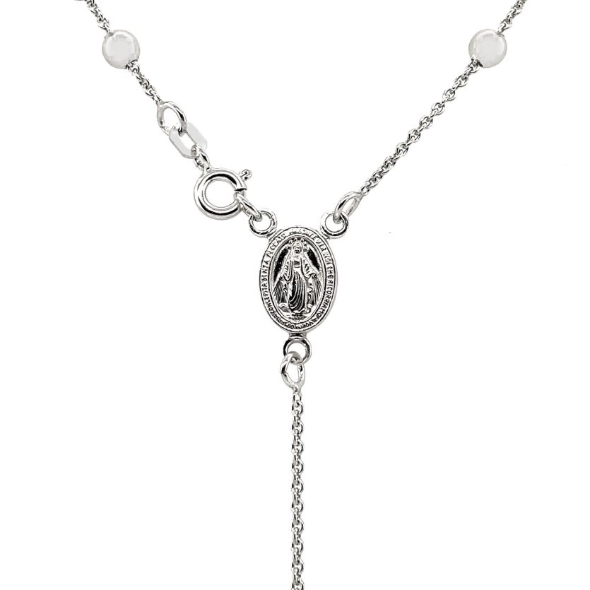 Polished Rosary Chain and Bead Necklace in Sterling Silver - Image 2