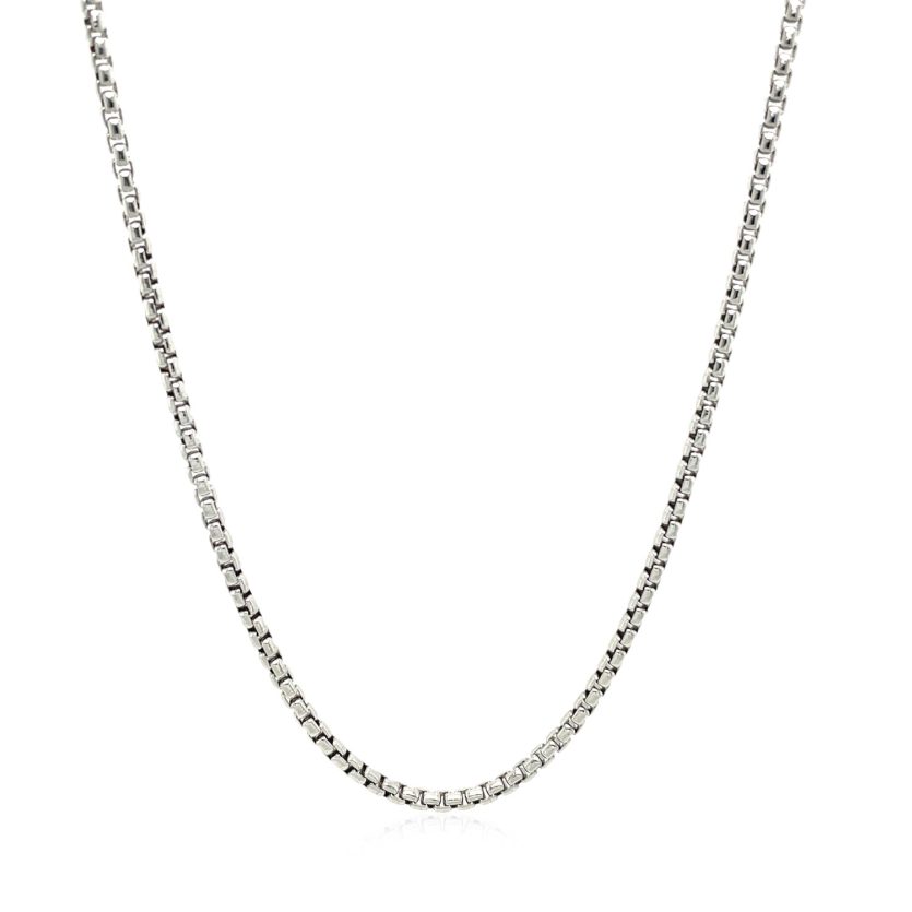 Sterling Silver Rhodium Plated Round Box Chain (1.80 mm) - Image 2