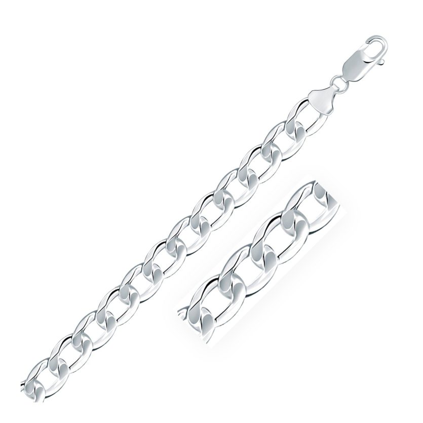 Rhodium Plated Sterling Silver Curb Style Bracelet (8.40 mm) - Image 1