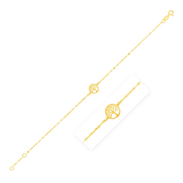 14K Yellow Gold Tree of Life Bracelet (1.20 mm) - Image 1